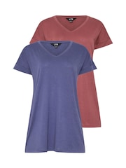 Long Tall Sally Blue Modal T-Shirts 2 Pack - Image 6 of 8