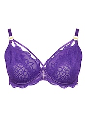 Yours Curve Purple Saffron Swirl Lace Strapping Bra - Image 4 of 5