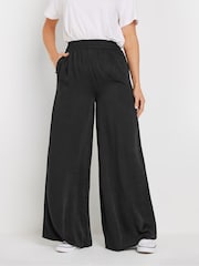 Long Tall Sally Black Hammered Satin Wide Leg Trousers - Image 2 of 5
