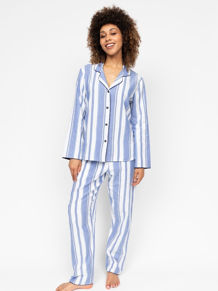 Cyberjammies Blue Stripe 100% Cotton Pyjama Set - Image 1 of 3