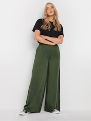 Long Tall Sally Green Hammered Satin Wide Leg Trousers - Image 2 of 6
