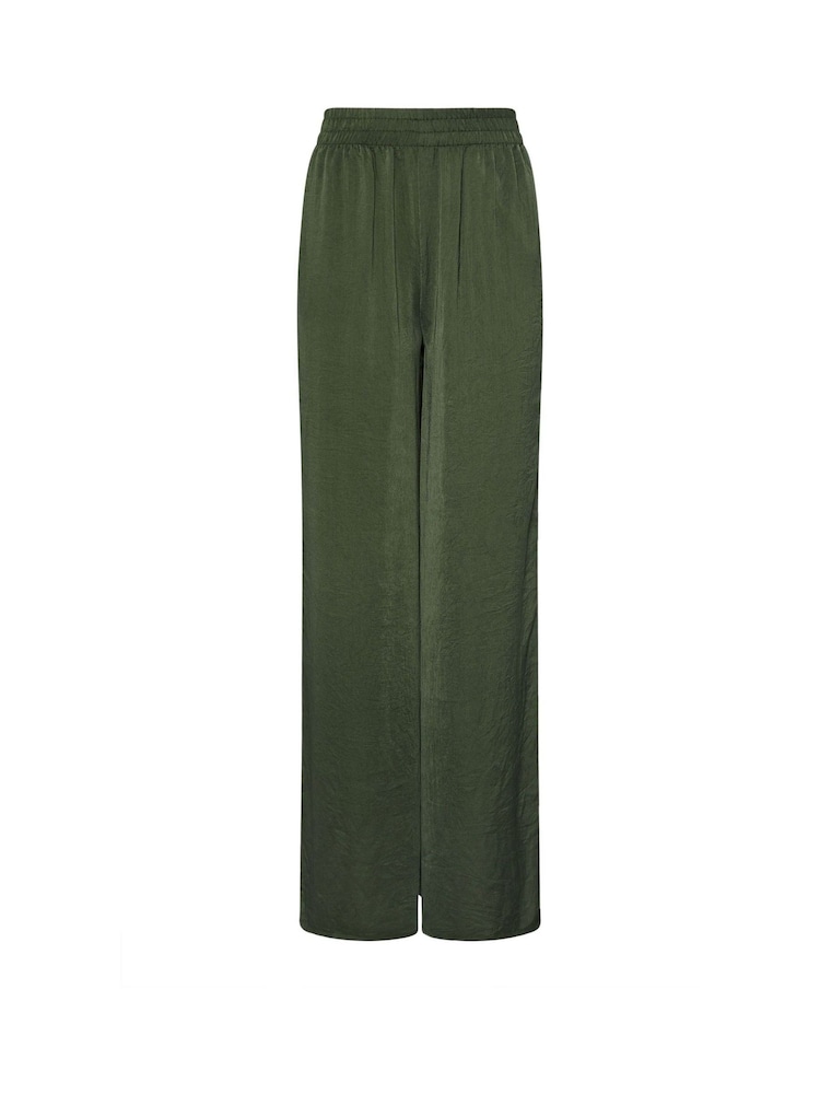 Long Tall Sally Green Hammered Satin Wide Leg Trousers - Image 6 of 6
