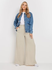 Long Tall Sally Natural Hammered Satin Wide Leg Trousers - Image 1 of 5