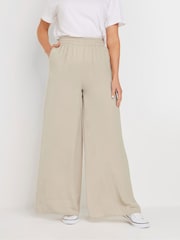 Long Tall Sally Natural Hammered Satin Wide Leg Trousers - Image 2 of 5