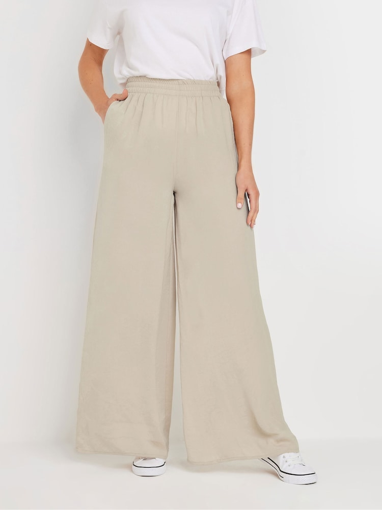 Long Tall Sally Natural Hammered Satin Wide Leg Trousers - Image 2 of 5
