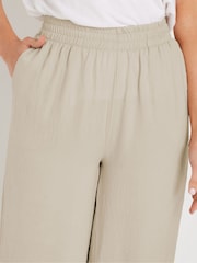 Long Tall Sally Natural Hammered Satin Wide Leg Trousers - Image 4 of 5