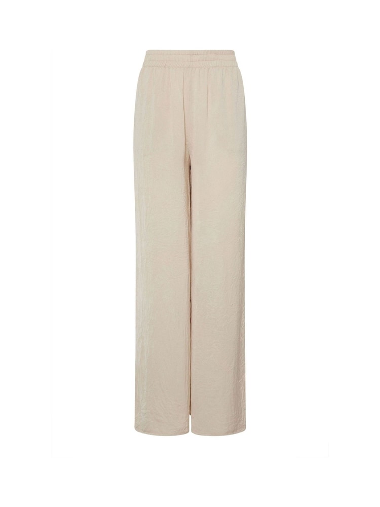 Long Tall Sally Natural Hammered Satin Wide Leg Trousers - Image 5 of 5