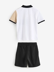 BOSS Natural Logo Colourblock Polo Shirt and Short Set - Image 2 of 4