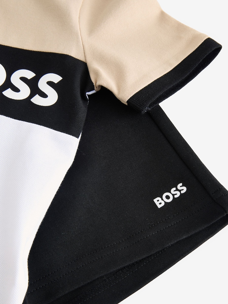 BOSS Natural Logo Colourblock Polo Shirt and Short Set - Image 3 of 4