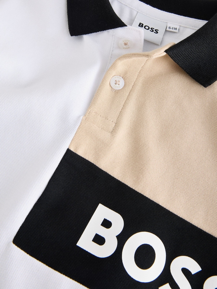 BOSS Natural Logo Colourblock Polo Shirt and Short Set - Image 4 of 4