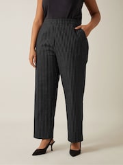 Evans Pinstripe Wide Leg Black Trousers - Image 1 of 5