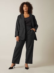 Evans Pinstripe Wide Leg Black Trousers - Image 2 of 5