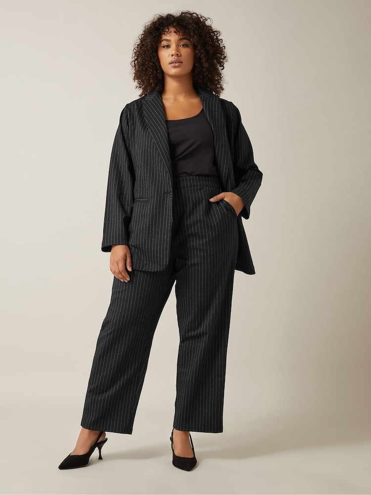 Evans Pinstripe Wide Leg Black Trousers - Imagen 2 de 5 Evans Pinstripe Wide Leg Black Trousers - Imagen 2 de 5