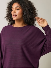 Evans Curve Burgundy Red Ribbed Soft Touch Jumper - Image 2 of 5