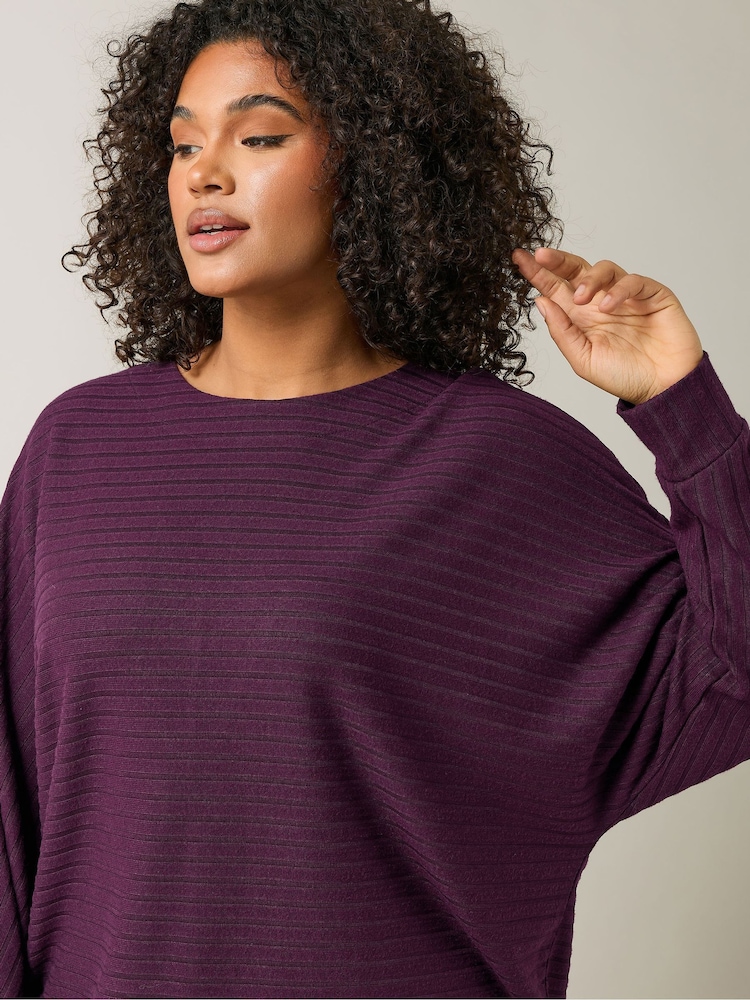 Evans Curve Burgundy Red Ribbed Soft Touch Jumper - Image 2 of 5 Evans Curve Burgundy Red Ribbed Soft Touch Jumper - Image 2 of 5