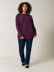 Evans Curve Burgundy Red Ribbed Soft Touch Jumper - Image 3 of 5