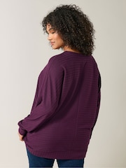 Evans Curve Burgundy Red Ribbed Soft Touch Jumper - Image 4 of 5