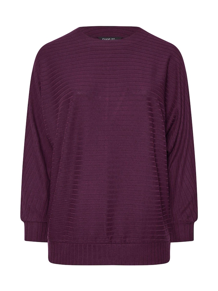 Evans Curve Burgundy Red Ribbed Soft Touch Jumper - Image 5 of 5