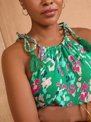 Love & Roses Green Animal Print Halterneck Jersey Vest - Image 2 of 4