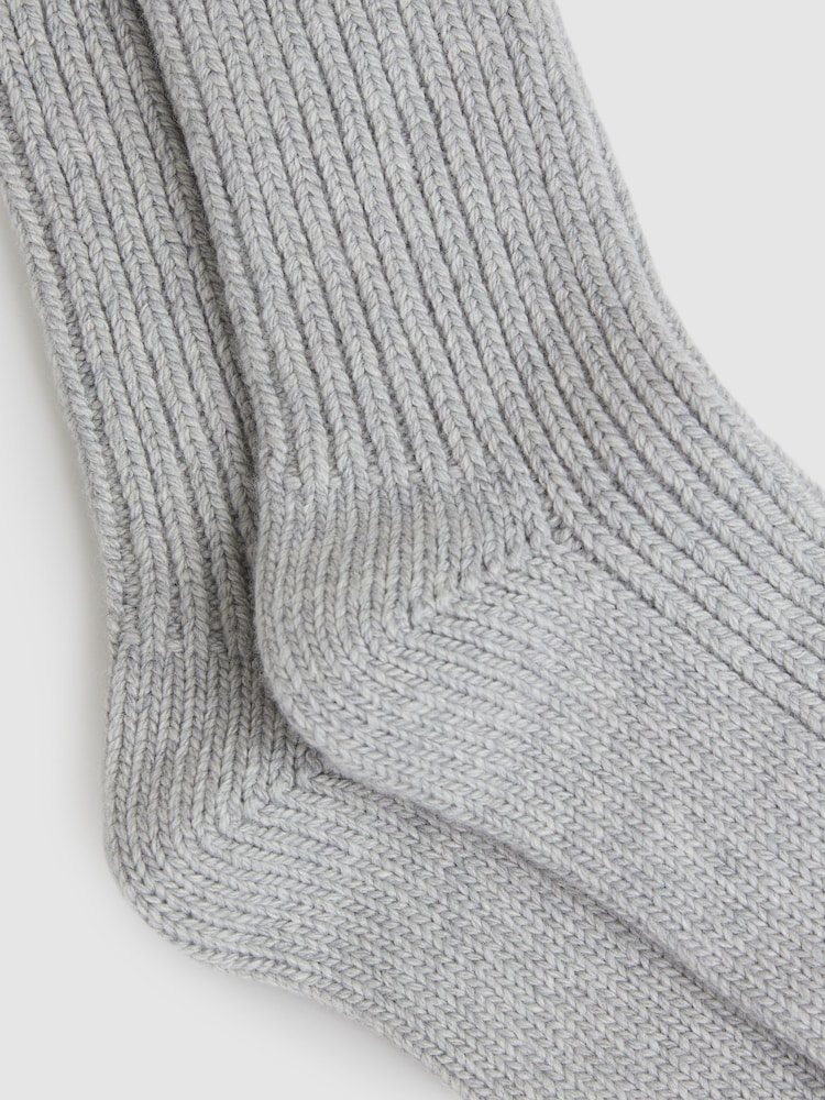 Reiss Grey Carmen Rib-Knit Socks With Cashmere - Image 2 of 4