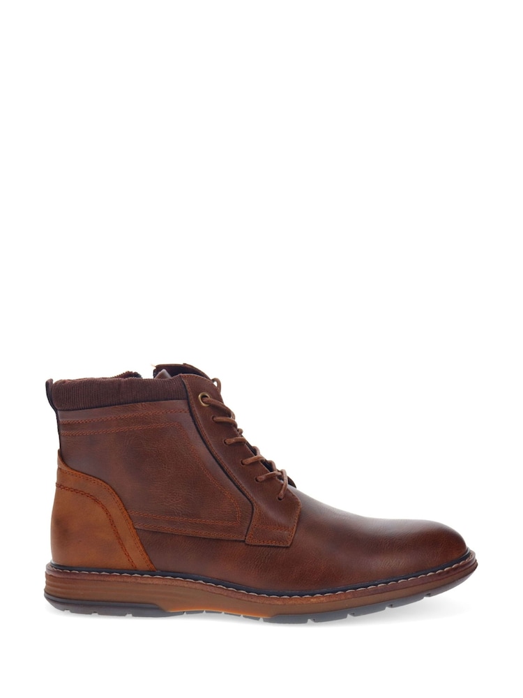 Pavers Brown Patched Lace Up Boots - Image 1 of 5