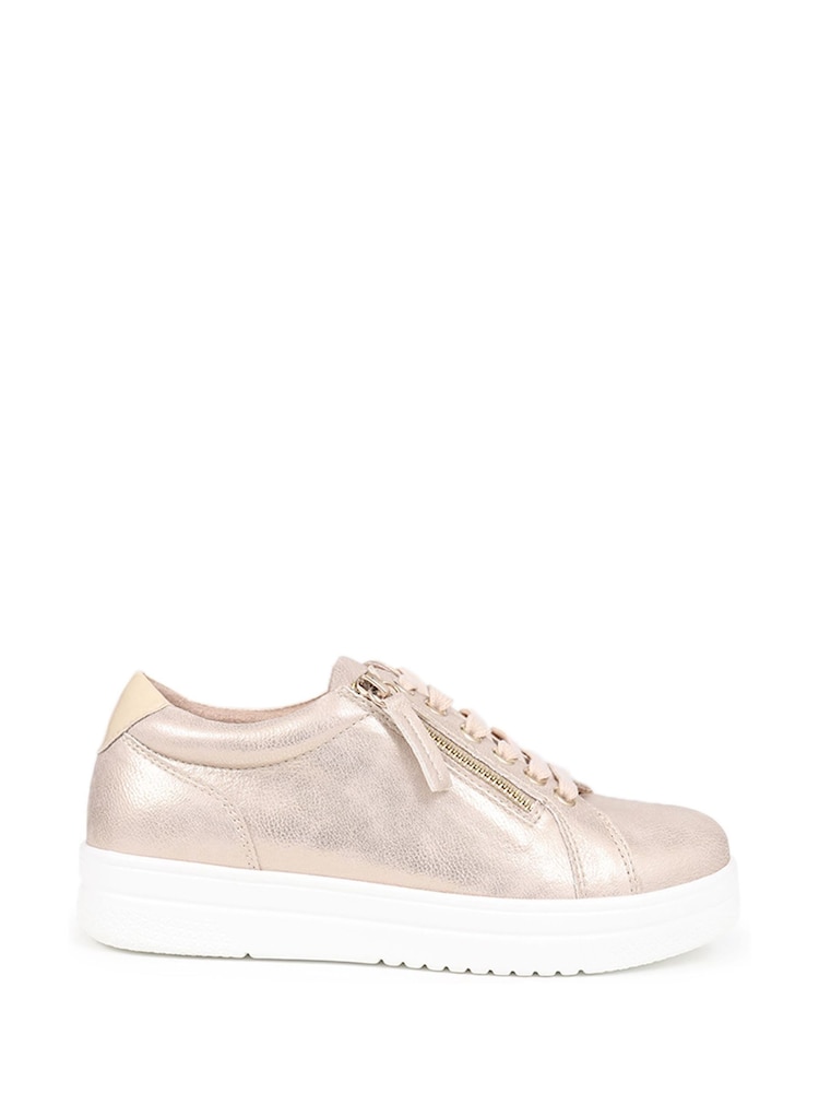 Pavers Gold Lace-Up Chunky Trainers - Image 1 of 5