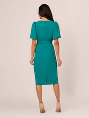 Adrianna Papell Blue Crepe Belted Sheath Dress - Imagem 2 de 7