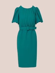 Adrianna Papell Blue Crepe Belted Sheath Dress - Imagem 6 de 7