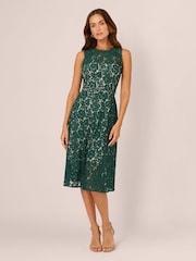Adrianna Papell Green Lace Midi Dress - Image 1 of 7