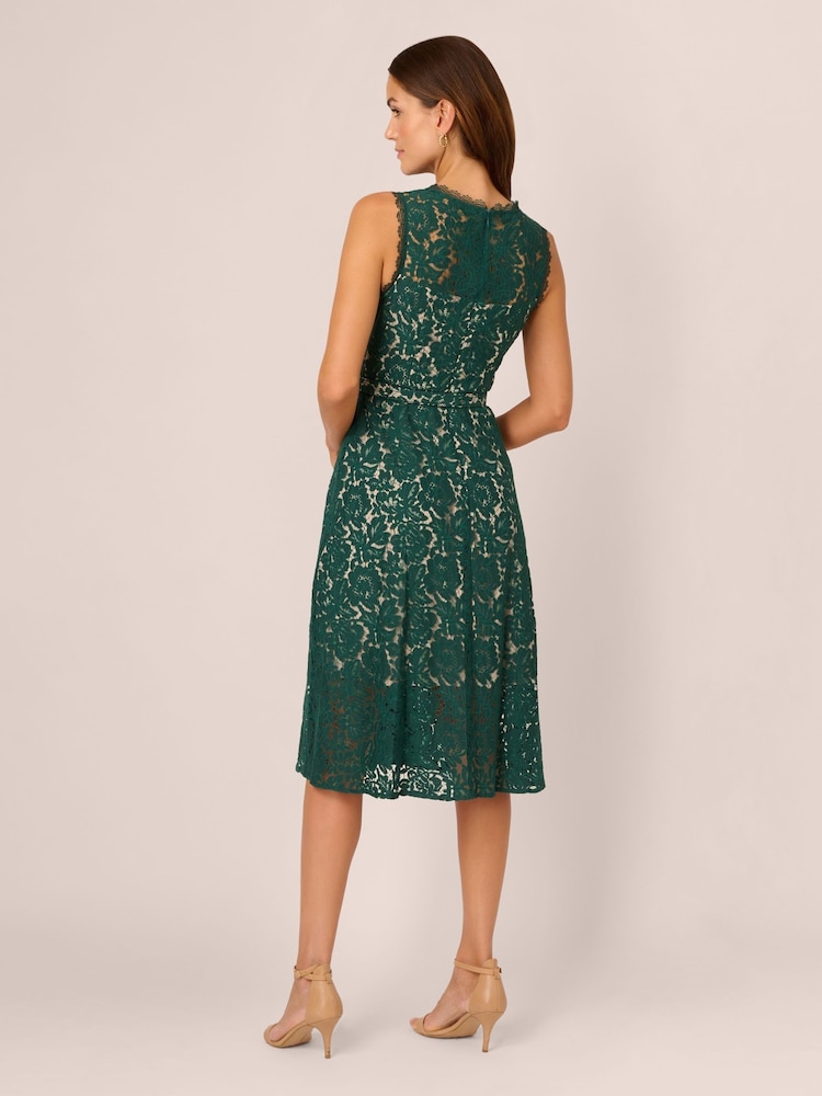 Adrianna Papell Green Lace Midi Dress - Image 2 of 7