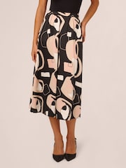 Adrianna Papell Printed Maxi A-Line Black Skirt - Image 1 of 7