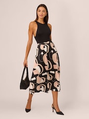 Adrianna Papell Printed Maxi A-Line Black Skirt - Image 3 of 7
