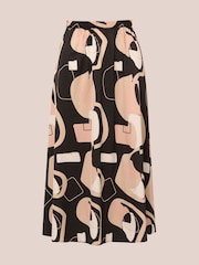 Adrianna Papell Printed Maxi A-Line Black Skirt - Image 6 of 7