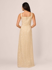 Adrianna Papell Natural Square Neck Boucle Gown - Image 2 of 7