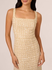 Adrianna Papell Natural Square Neck Boucle Gown - Image 4 of 7