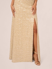 Adrianna Papell Natural Square Neck Boucle Gown - Image 5 of 7