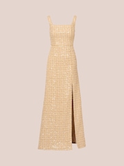 Adrianna Papell Natural Square Neck Boucle Gown - Image 6 of 7