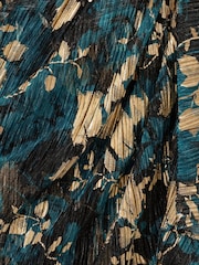 Adrianna Papell Blue Crinkle Foil Wrap Dress - Image 7 of 7