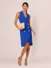 Adrianna Papell Blue Jewel Tuxedo Short Dress - Image 3 of 7