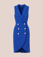 Adrianna Papell Blue Jewel Tuxedo Short Dress - Image 6 of 7