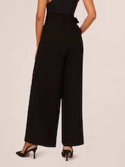 Adrianna Papell Solid Woven Black Trousers With Belt - Image 2 of 7