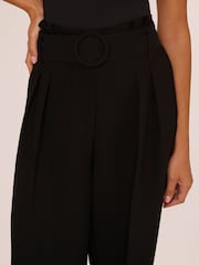 Adrianna Papell Solid Woven Black Trousers With Belt - Image 3 of 7