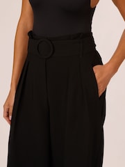 Adrianna Papell Solid Woven Black Trousers With Belt - Image 4 of 7