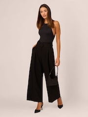Adrianna Papell Solid Woven Black Trousers With Belt - Image 5 of 7