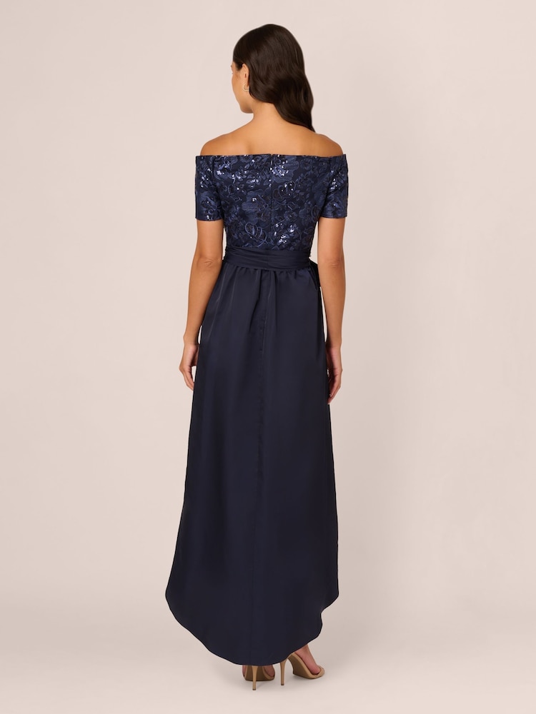 Adrianna Papell Синяя пайетка Studio Taffeta Gown - Изображение 2 из 7