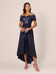 Adrianna Papell Синяя пайетка Studio Taffeta Gown - Изображение 3 из 7