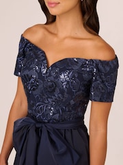 Adrianna Papell Синяя пайетка Studio Taffeta Gown - Изображение 4 из 7