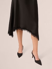 Adrianna by Adrianna Papell Satin Lace Midi Black Dress - Image 5 of 7