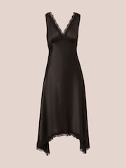 Adrianna by Adrianna Papell Satin Lace Midi Black Dress - Image 6 of 7