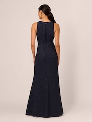 Adrianna Papell Blue Glitter Boucle Stretch Gown - Image 2 of 7